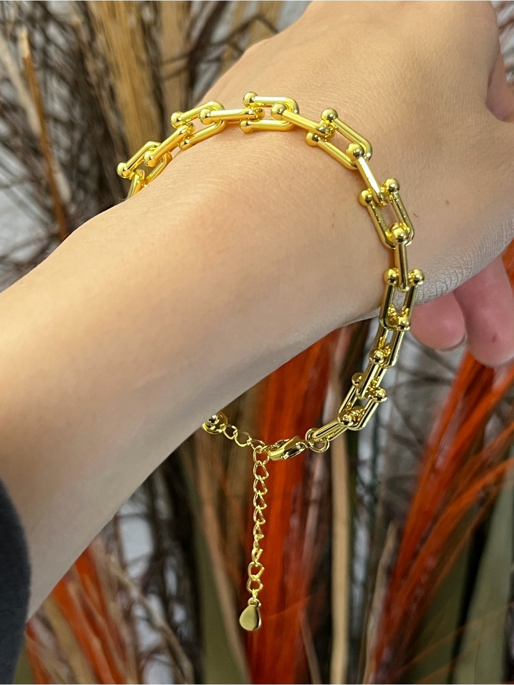 S925 silver gold link bracelet,Bohemian chunky heart charm bracelet